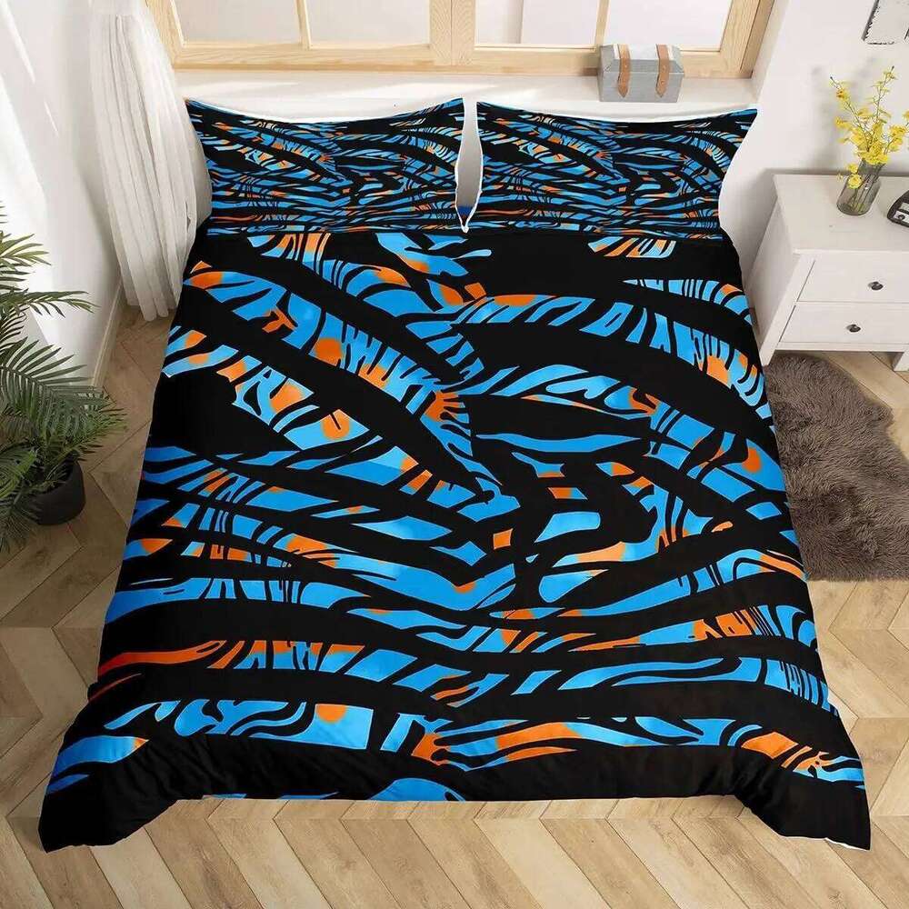 Zebra Print Duvet Twin Wild Animal Theme Bed Safari Wildlife Fur Comforter Cover Abstract Geometric Stripe Bedding Set H260311