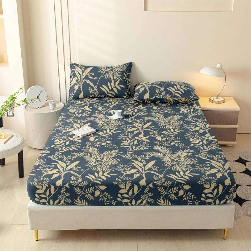 The New Three-piece Fitted Skin-friendly Cotton Printed Bed Mattress Cover with Pillowcase Double Use Bedding 200x220 H260311