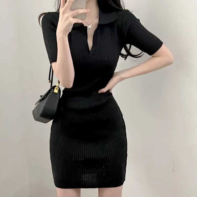 Short Sleeve Dress Women Slim Knitting Female Clothes Summer Streetwear Vacation Casual Soft Sweet Sexy Basic Ulzzang Vestidos M260311