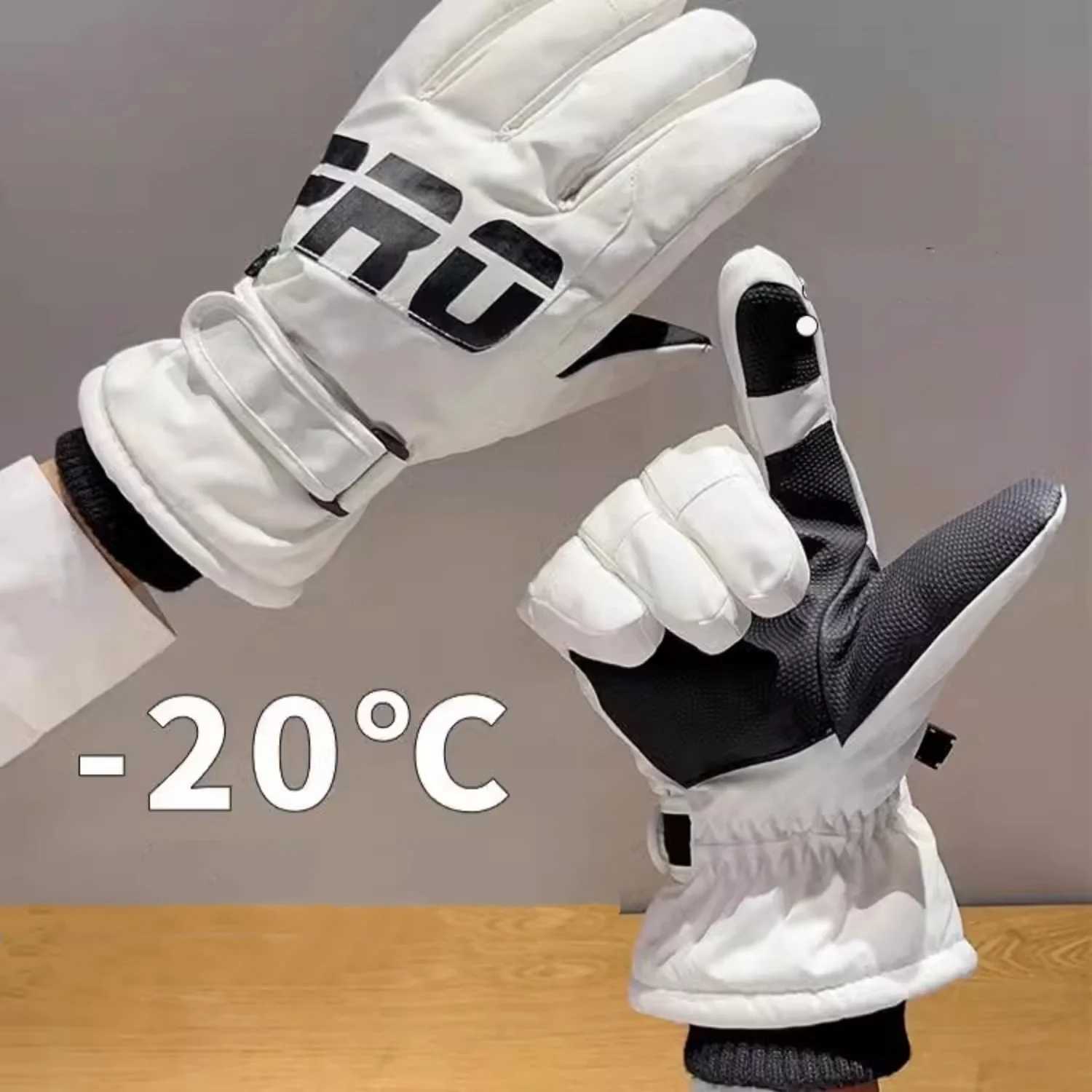 1 Pair Skiing Gloves For Men And Women Thickened Windproof Warm Gloves Outdoor Touchscreen Sports Gloves Soft Plush Mittens 2025 M260311