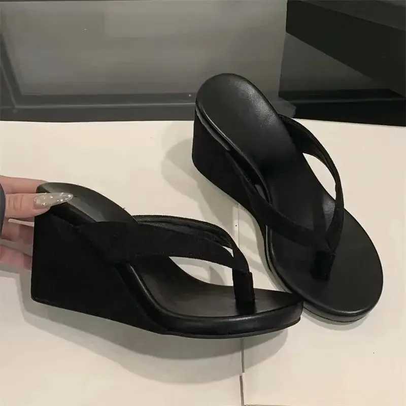Eilyken Summer Leopard Print Clip Toe Platform Wedges Women Fashion Thick Bottom High Heels Flip Flops Shoes K260311