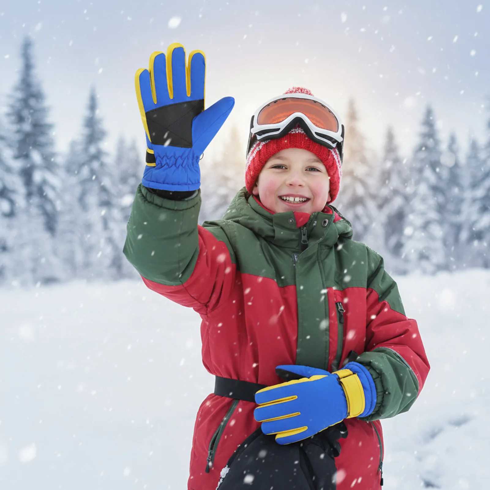 Kids Insulated Ski Gloves Touchscreen 3-9 Years Waterproof Windproof Thermal Winter Snow Gloves for Boys Girls Outdoor Sports M260311
