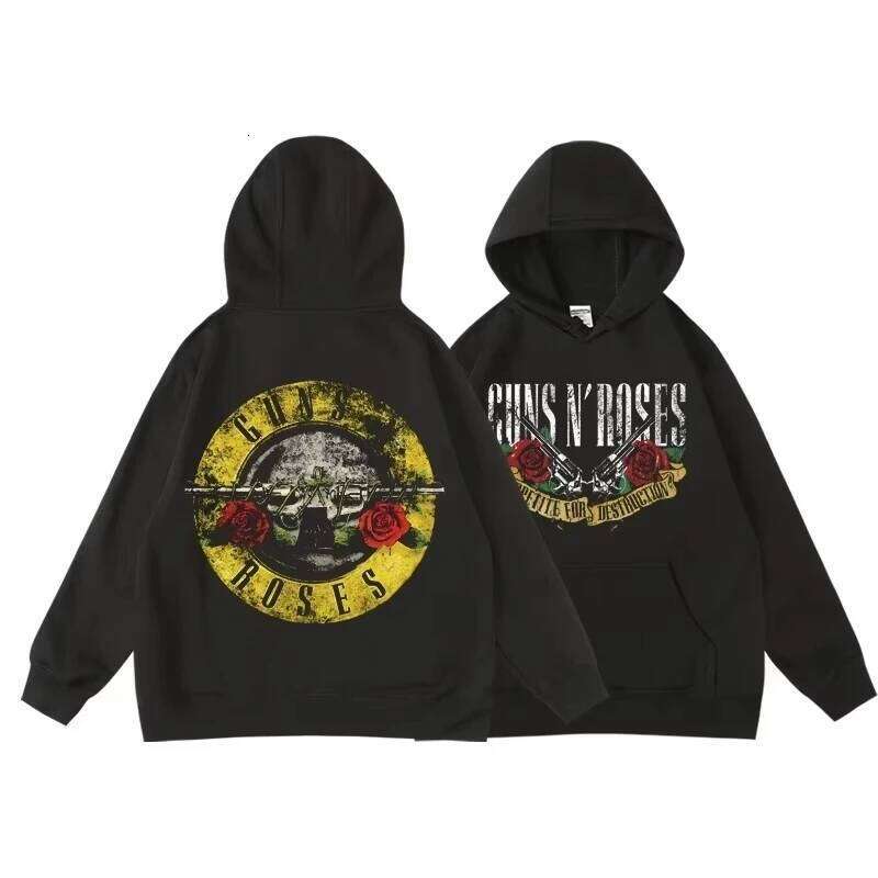 Guns N' Roses We'Re Back Retro Street Style Hoodie for Women O-Neck Pocket Fleece Breathable Pullover Woman Hoody C260311