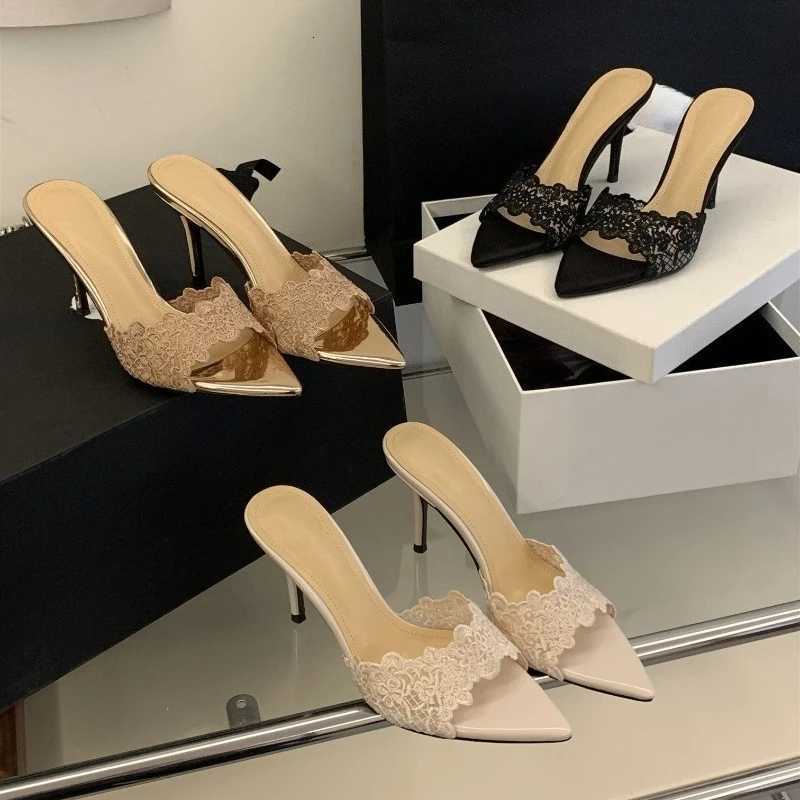Designer Summer High Heel Women Fashion Open Toe Slip On Slides Ladies Elegant Stripper Party Sandalias K260311