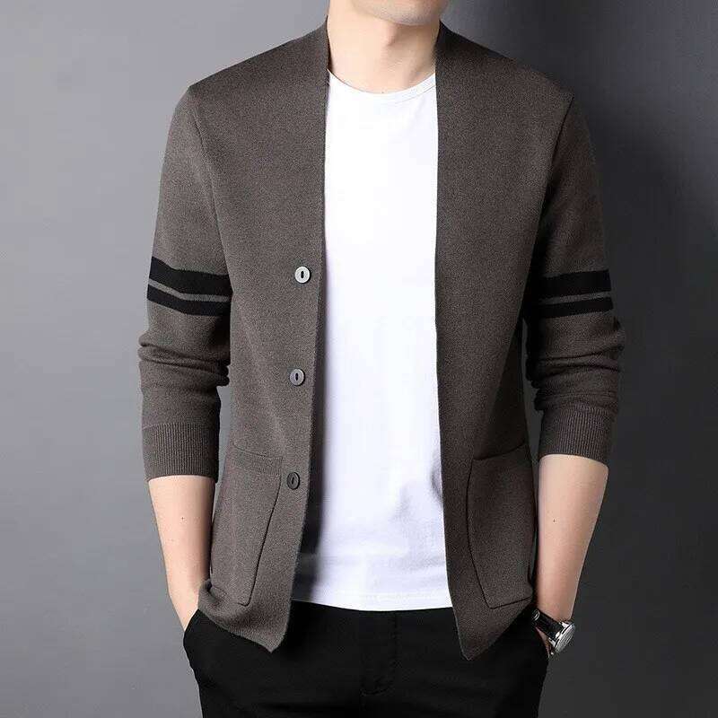 Lightweight Knitted Cardigan for Men Casual oulder Wrap Sweater Spring Autumn New Sle Breathable Comfortable Skinfriendly 26H0311