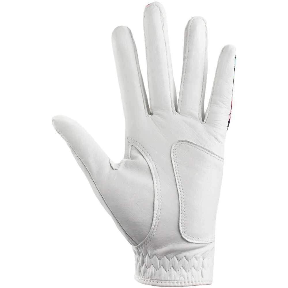 Pack 1 Pair Gloves Genuine Leather Lycra Non-Slip Colorful Fabric Breathable Soft Sports Gloves Women Left and Right Hand M260311