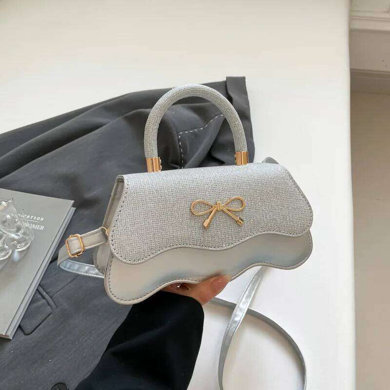 Retro Casual Bow Women's Square Shoulder Bags Trendy Ladies Pu Leather Handbags Purse Sequined Design Female Crossbody Bag XJ260311