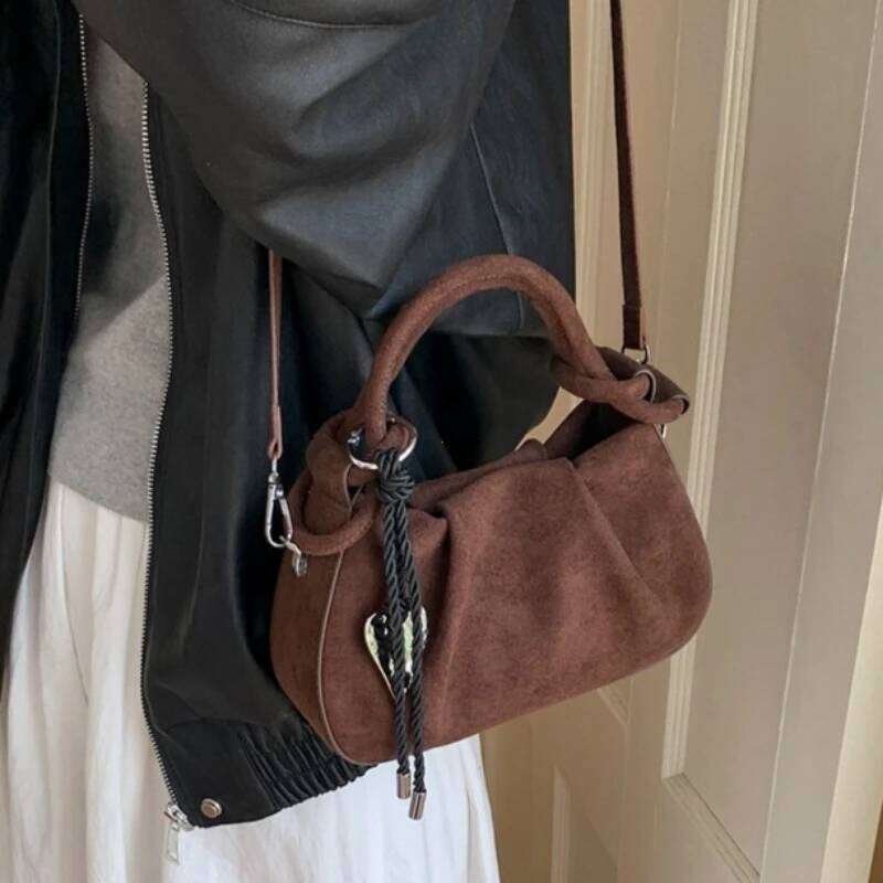 Small Suede Fashion Leather Shoulder Bags for Women 2026 Luxury Designer Brand Trend Crossbody Bag Females Short Handle Handbags XJ260311