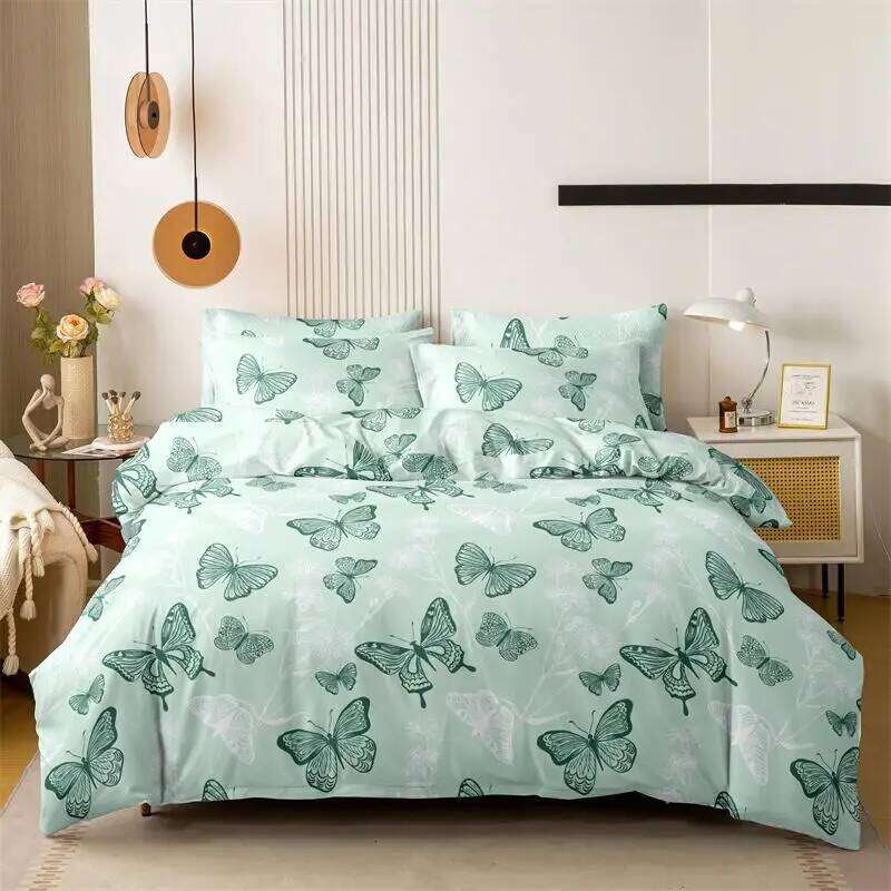 3pcs butterfly pattern Brushed Bedding King Size Pillowcase Set Skin Friendly Breathable Duvet Cover Pillowcases H260311