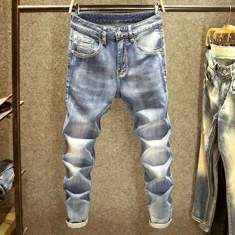 Spring and Autumn Fashion Trend Straight Leg Stretch Denim Trousers Men's Casual Slim Fit Comfortable Sports High Quality Jeans Z260225