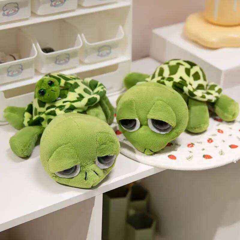 Home Decor Plush Ornament Cute Big Eye Turtle Mother Child Plushie for Living Room Bedroom Home Use Shelf Decor Thanksgiving Gift