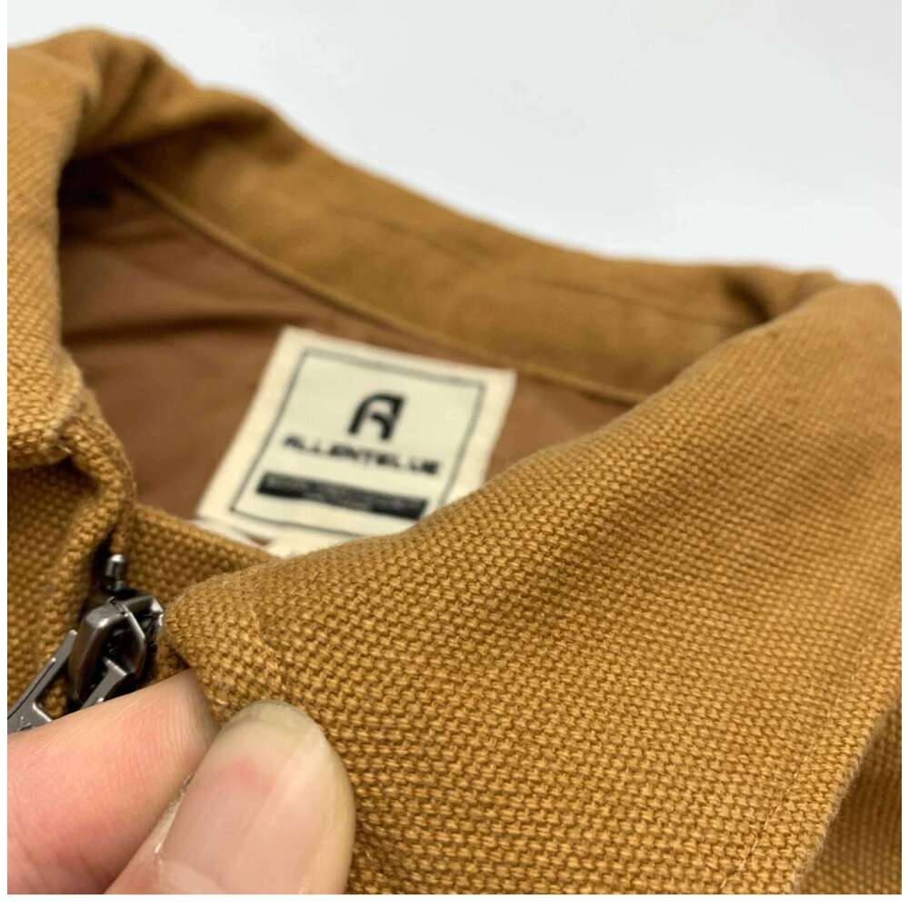 Canvas Work For Men Amikaki Zipper Loose Autumn Spring Lightweight Cotton Jacket Casual Lapel Flight Bomber Coat 26H0311