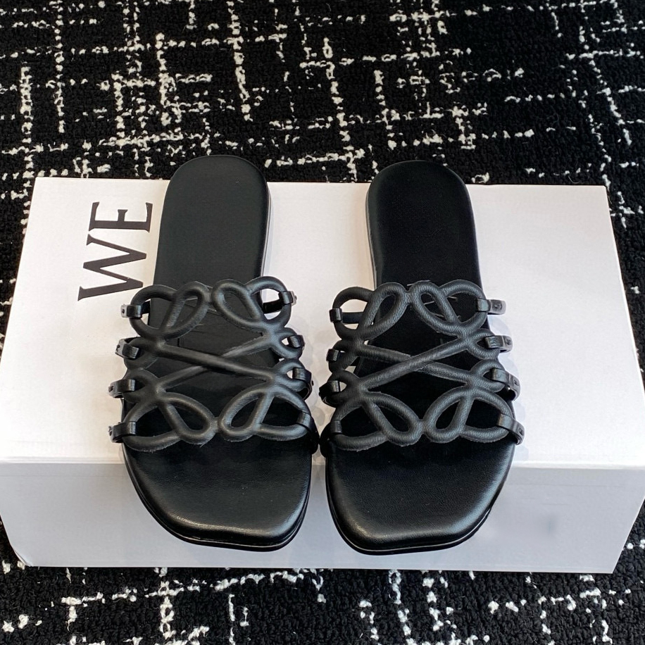 Designer Slippers Petal Slides Designer Sandals soft leather slippers hollowed out slippers, bath beach casual slippers, brown sandals for women