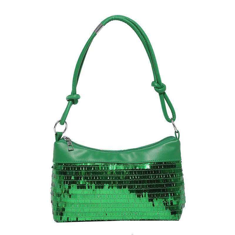 Casual Sequined Patchwork Women Shoulder Bags Simple Versatile Ladies Commuter Handbags Solid Color Cool Girl Underarm Bag Purse XJ260311