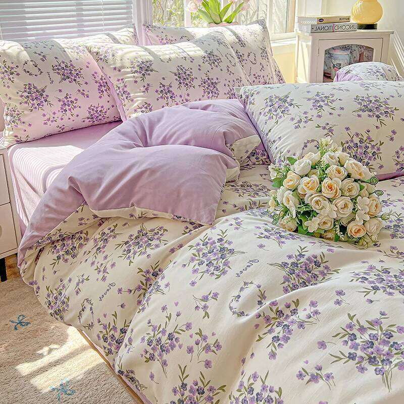 1pc Purple Lavender Printed Duvet Single/Queen/King Size Quilt Cover for Double Bed Flower housse de couette220x240cm H260311