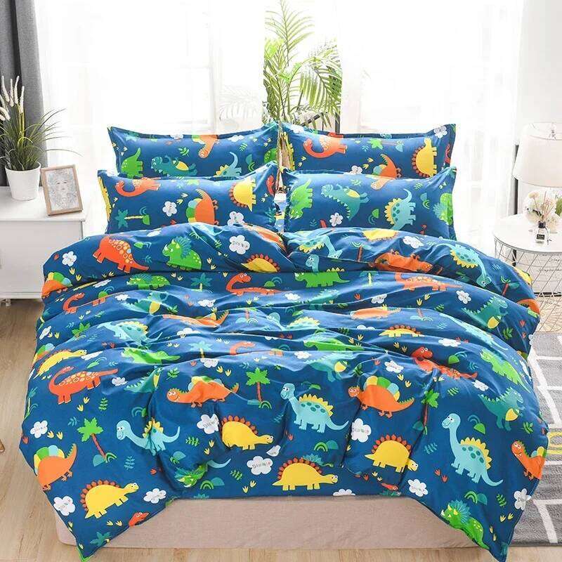 Blue Dinosaurs Duvet Cover Queen Kids Cartoon Comforter Covers Sets for Boys Soft Cute Animals Pattern Bedding Set Home Decor H260311