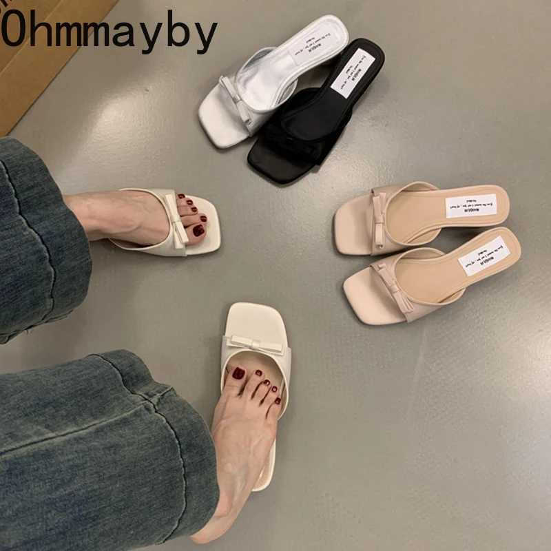 Street Style Open Toe Women Shoes Fashion Summer Thick Heel Shoes Ladies Elegant Party Dress Slides Shoes K260311