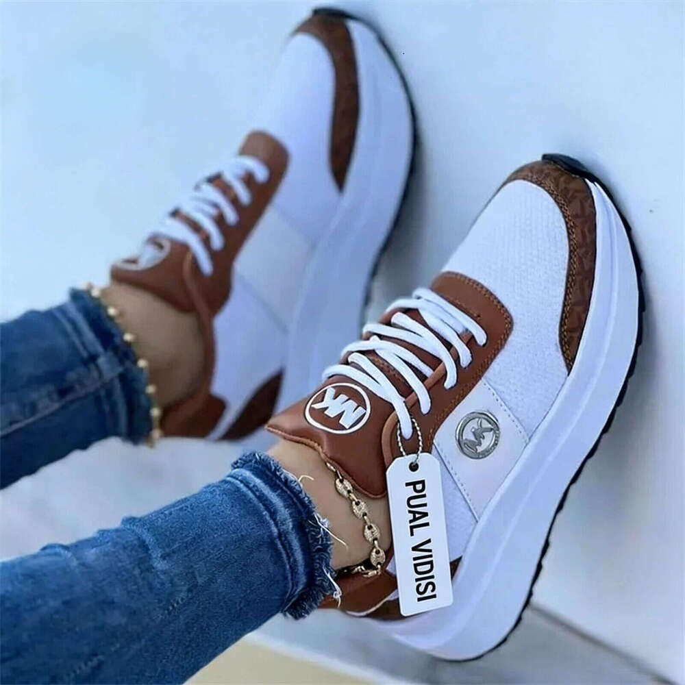 Free Shipping Running Sneaker Designer Women's Casual Wedge Sneakers New Lace-up Mid Heel Large Size Mesh Single Shoes Daily Outfit