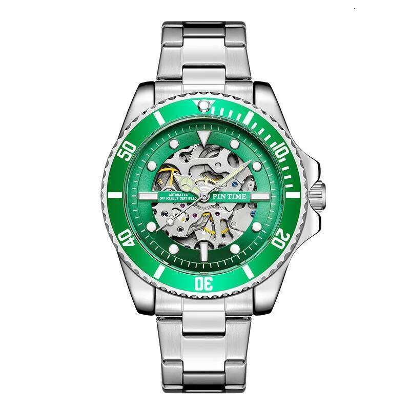 Classic stainless steel hollow diving casual and fashionable men's waterproof mechanical watch