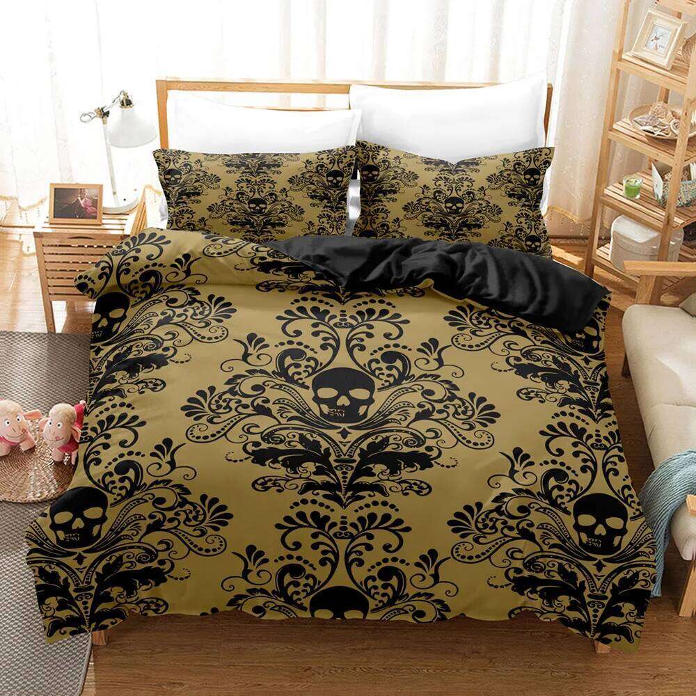 Gothic Style Skull Bedding Sets For Adults Bed Supplies Duvet Cover Set With Pillowcases No Filling Birthday Gifts H260311