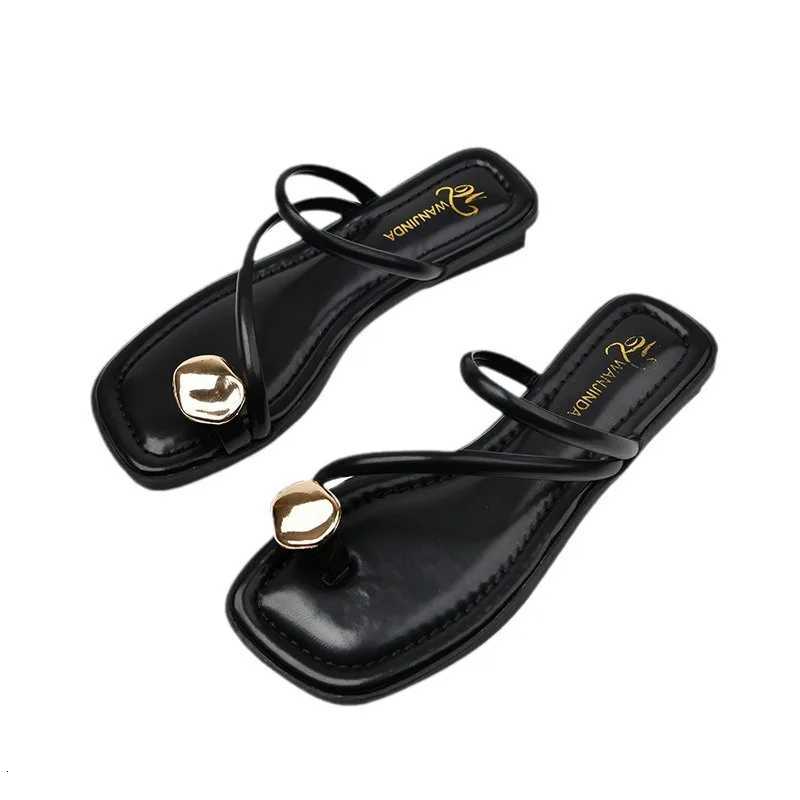 Stylish womens open-toe flat sandals slip-on style solid color ankle strap casual beach summer sandals everyday wear K260311
