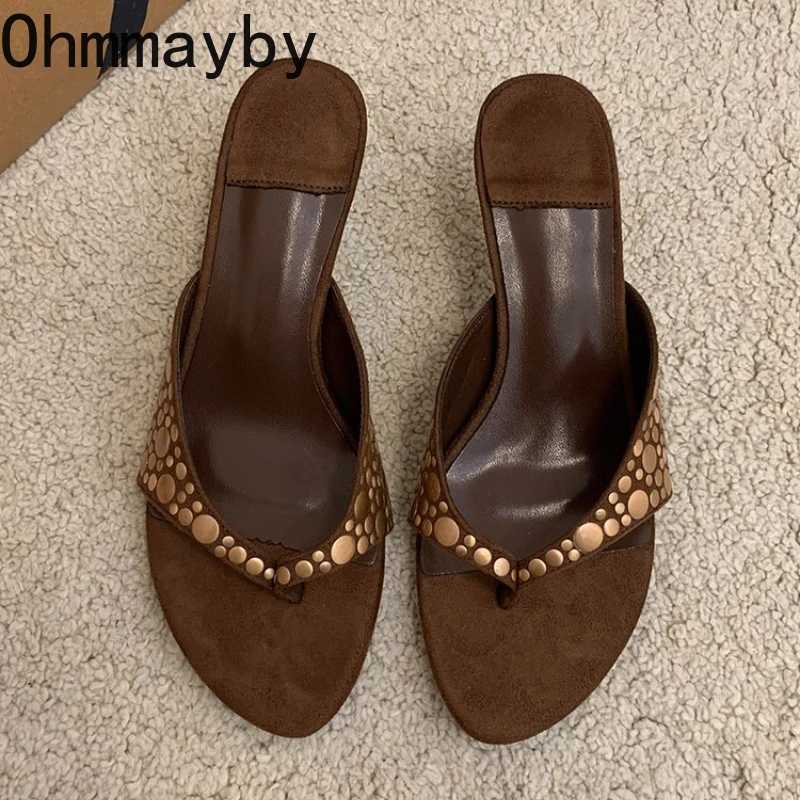 Designer Vintage Clip Toe Women Elegant Low Heels Slide Shoes Fashion Stripper Party Dress Summer Flip Flop Shoes K260311