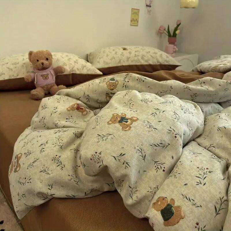 Boys Girls Duvet Cover with Zipper Ins Cute Cartoon Bed Flat Sheet Pillowcases No Filler Twin Queen Size Fashion Bedding Set H260311