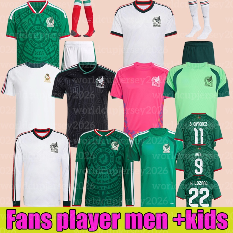 Green Mexico jersey 2026 World Cup Home away Kit soccer jerseys A. VEGA C. HUERTA L. ROMO RAUL football shirts men kids kit set Pink Black White Special Third set