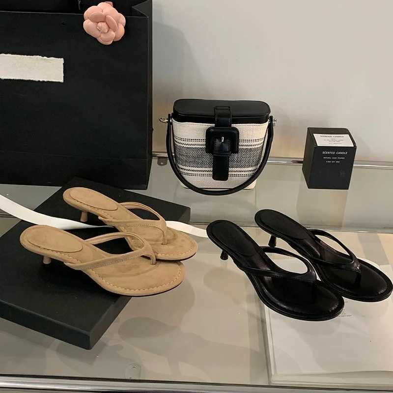 Fashion Round Clip Toe Thin Low Heels Women Outdoor Casual Sandals 2025 New Summer Flip Flops Shoes K260311