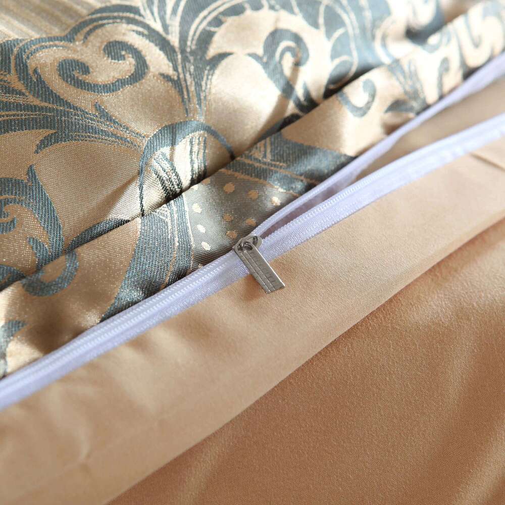 Size, Floral Jacquard Satin Duvet 3 Piece Silk Like Bedding Comforter Cover Set H260311