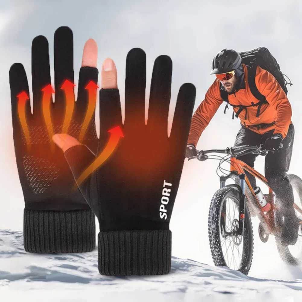 Touch Screen Electric Heated Hand Warmer Non-Slip USB Rechargeable Heated Motorcycle Gloves 2 Finger Heated Gloves for Women Men M260311