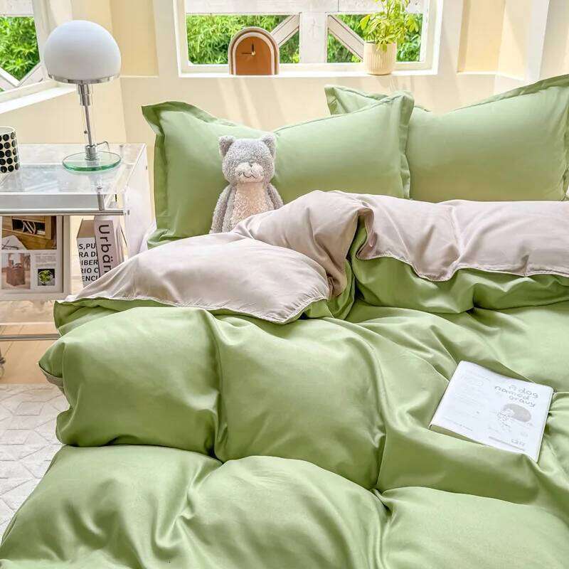 Blue Duvet Cover with Zipper Nordic Ins Twin Full Queen Size Flat Sheet Pillowcase Girls Boys 2025 Spring Bedding Set H260311