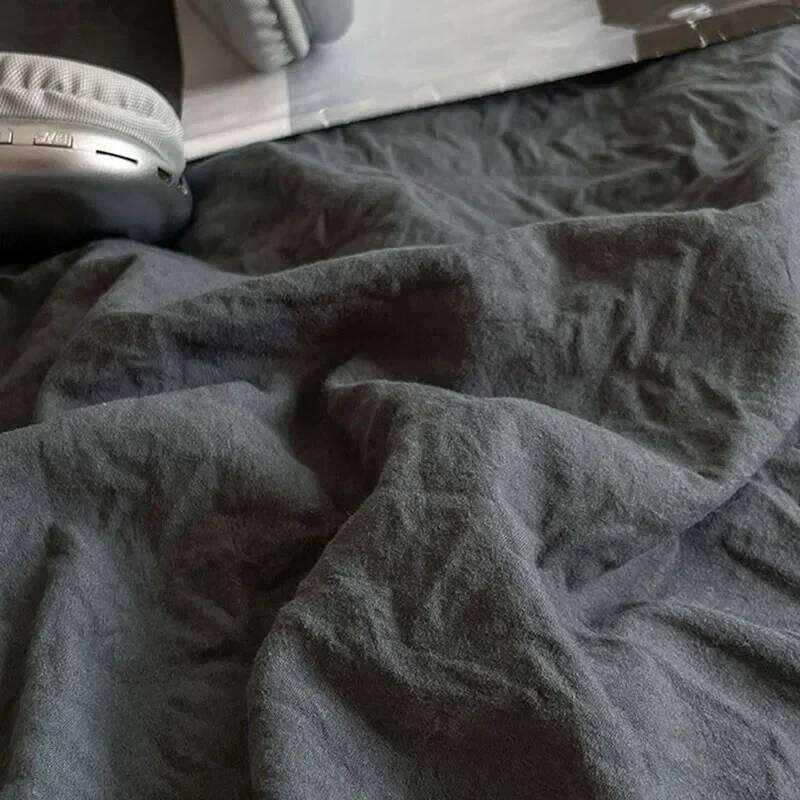 Solid Sleep Naked Washed Cotton Bedding Set 4Pcs Mix Colored Bedclothes with Zipper Super Soft Comfort Bed Liner for Adults H260311