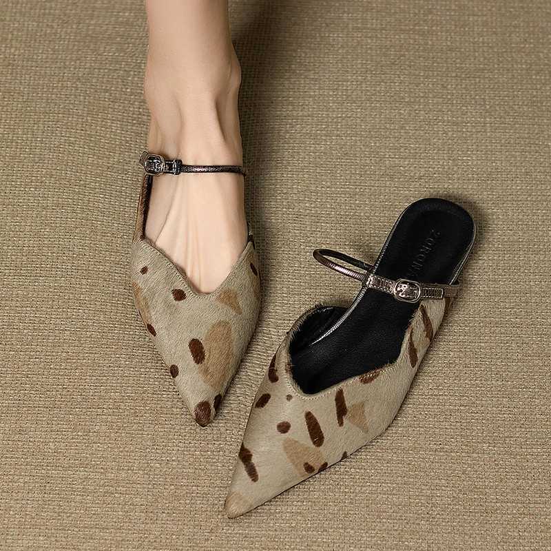 Pointed Toe Women Flats Slippers Elegant Sandals Slingback Mules Shoes 2025 Summer Party Dress Slides New Trend Mujer De Zapatos K260311