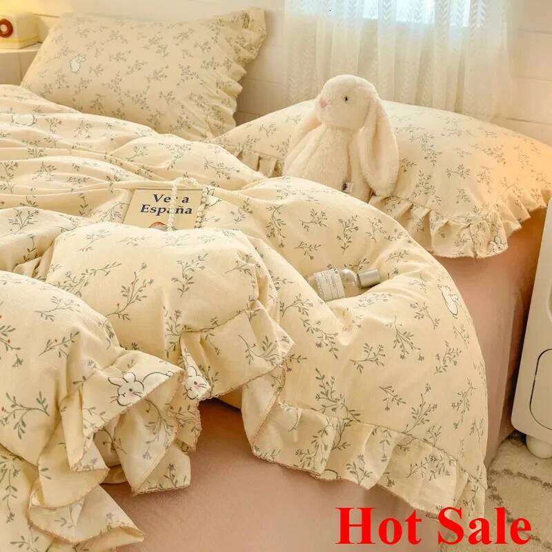 New Princess Style Bedding Sets Ruffle Lace Bow Quilt Romantic Bedclothes Decor Woman Girls Bedroom Duvet Cover 4pcs H260311