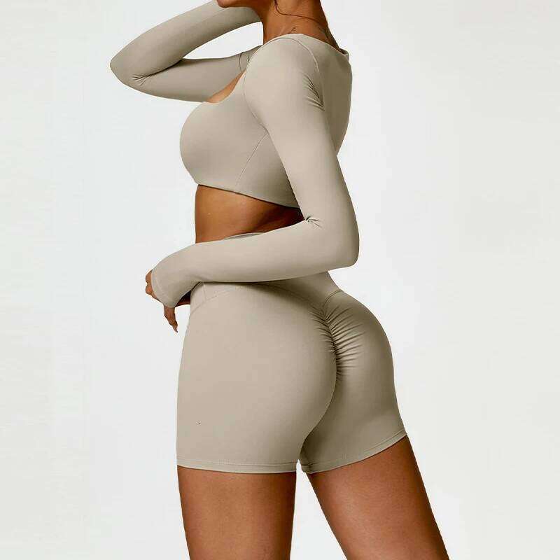 2PCS Suit Quick-Drying Gym Set Women Tracksuit Running Workout Long Sleeve Sports Shirt Yoga Clothing 26H0311