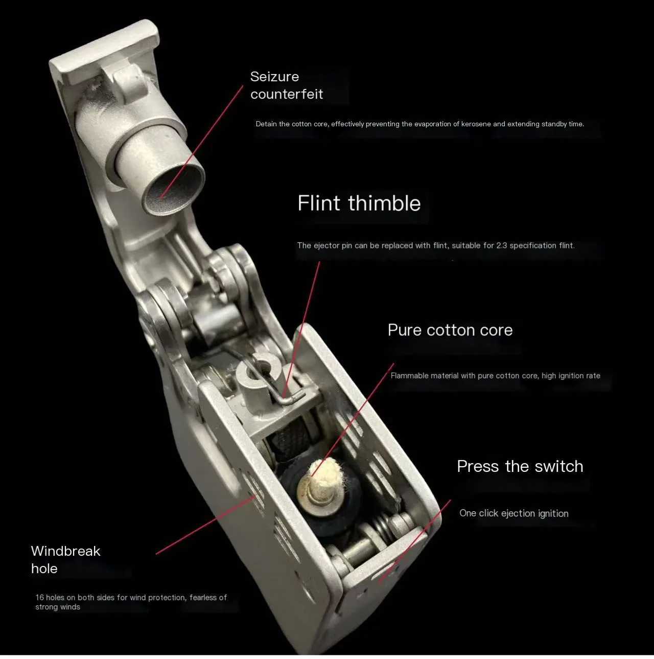 Stainless Steel Mechanical Fuel Oil Pocket Lighter Automatic Personalized Ejection Oil Cigarette Lighter N260311