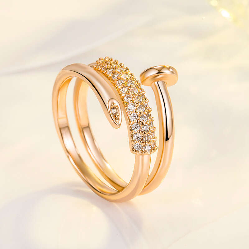 Rings Designer Luxury Ring Jewelry For Women Copper Plated Light Luxury Ring With 18K Gold Three Circle Stud Adjustable Opening Unique Fashion High-En