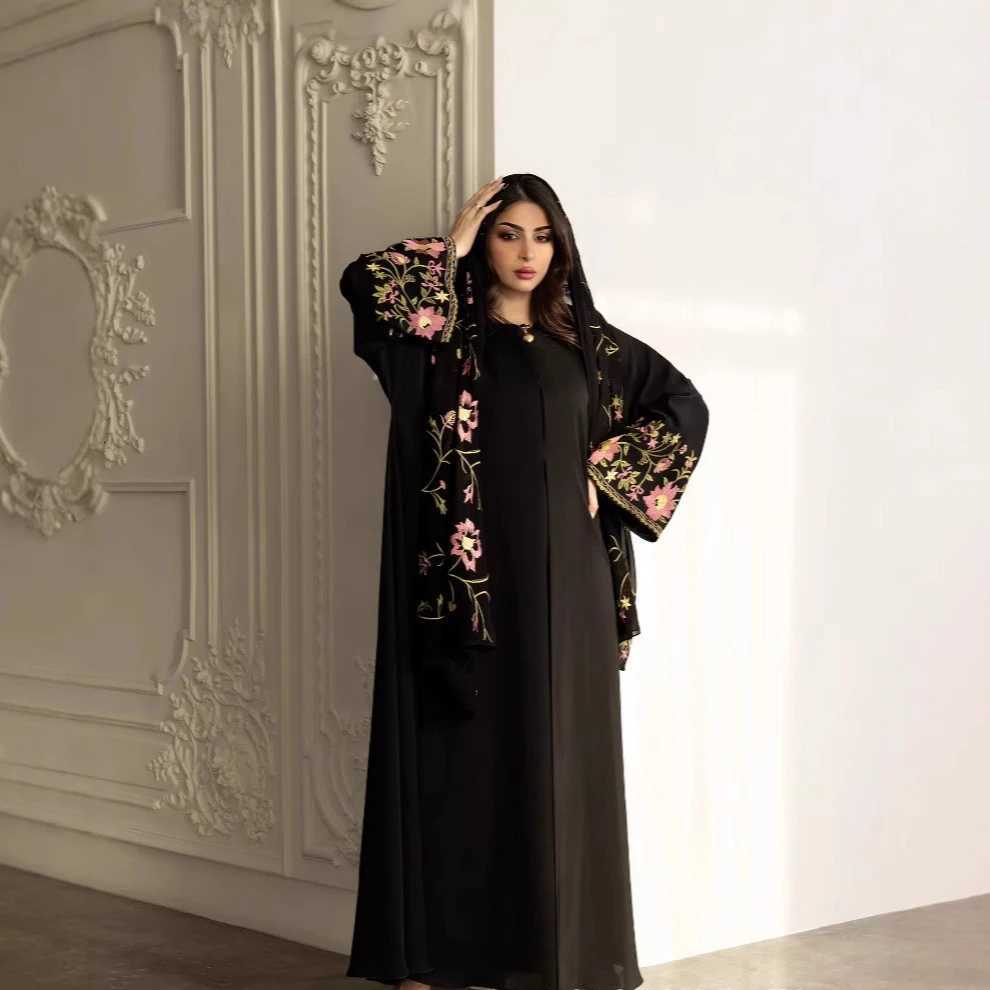 Eid Dress Suit Women Muslim Party Abaya Dresses 2 Piece Sets Headscarf Long Robe Embroidery Jalabiya Kaftan Vestidos Morocco X260311