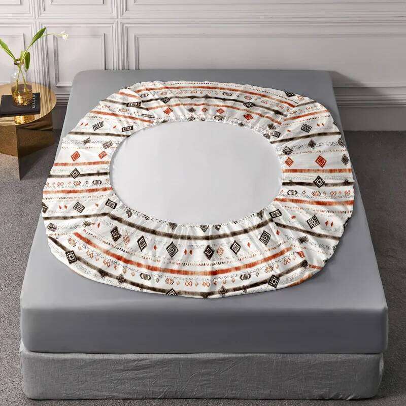 3pcs Polyester Printed Frosted Fitted Sheet Bed Set King Size Home Grid Mattress Cover And Pillowcase H260311 - view 6