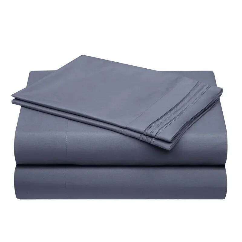 Embroidery Brushed 3/4 Pieces Bed Flat Fitted Sheet Pillowcase Bedding Set for Twin Full Queen King Pillow Sham Soft H260311