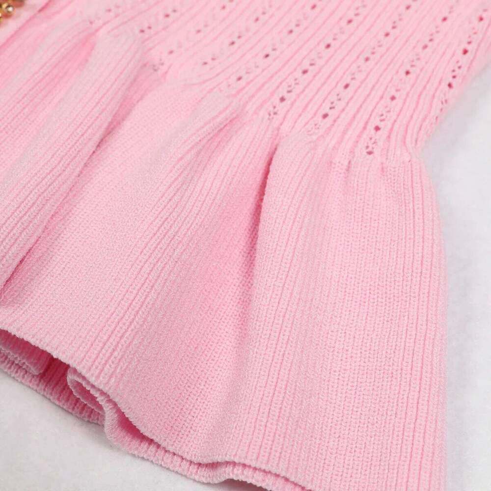 Five Color High Version New Diamond Button Versatile Short Sleeved Knitted Top Cardigan Fish Tail Slim Half Skirt Set