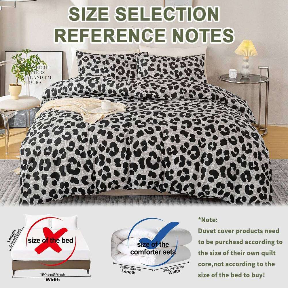 3pcs Leopard Print Set, Soft Skin-Friendly Bedding Set Includes 1 Duvet Cover And 2 Pillowcases H260311