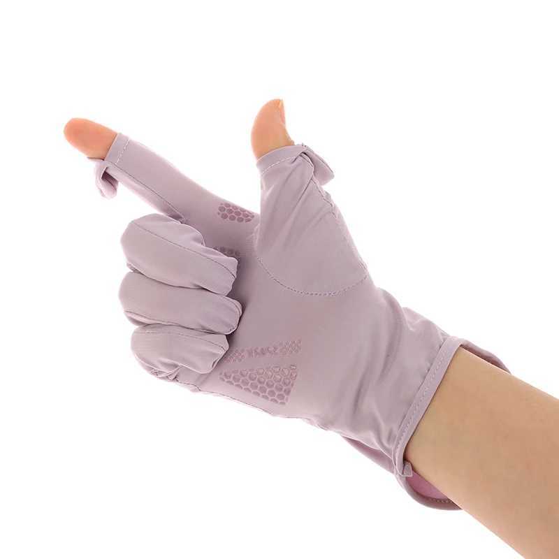 Summer Sunscreen Gloves Women Thin Ice Silk Anti-ultraviolet Dew Finger Touch Screen Driving Riding Non-slip Breathable Gloves M260311