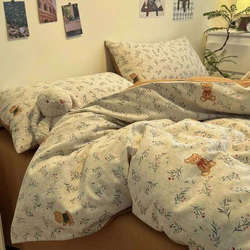 Dusty Purple Leopard Bedding Set Ins Single Queen Duvet Cover Flat Sheet Pillowcase for Girls Boys Home Textile Bed Linens H260311