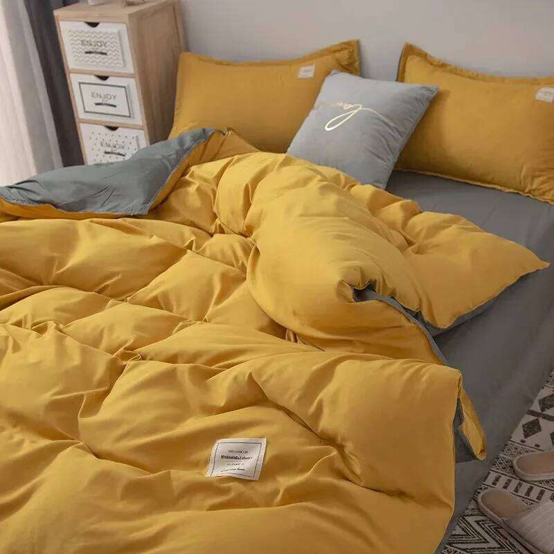 Nordic Bedding Set Simple Flat Sheets Duvet Quilt Cover Pillowcase Bed Linen for Single Queen Full Size Solid Home Textiles H260311
