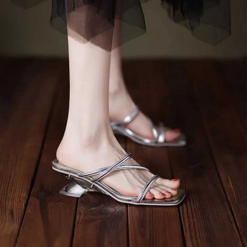 Summer Concise Fashion Women Sandals Thin Heels Narrow Band Peep Toe Slingback Sandals Lightweight Cross-Tied Lady K260311
