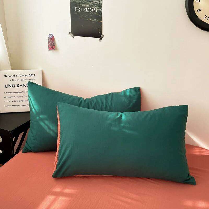 Green Orange Duvet Modern Fashion Solid Color Bedding Set,3pcs Comforter Polyester Quilt Cover with 2 Pillowcases H260311