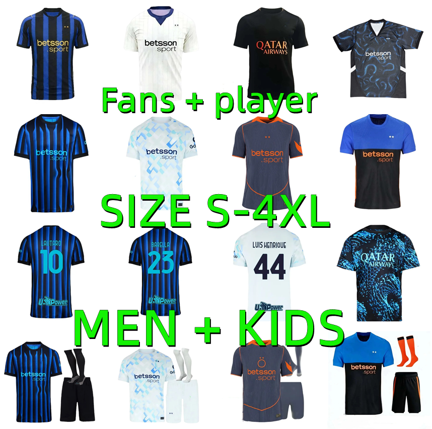 25 26 27 InterS Milanse LAUTARO BARELLA Soccer Jerseys 2026 2027 THURAM DIMARCO CALHANOGLU ROSSI P.ESPOSITO Bastoni Football Shirt Maglia Player version Men Kids Kit