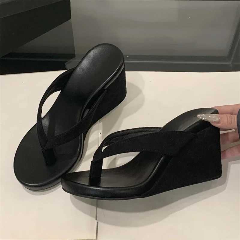 Eilyken Summer Leopard Print Clip Toe Platform Wedges Women Fashion Thick Bottom High Heels Flip Flops Shoes K260311